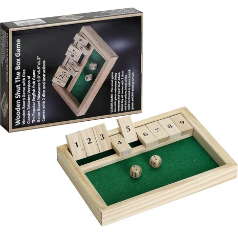 2-Player Wooden Shut The Box Game